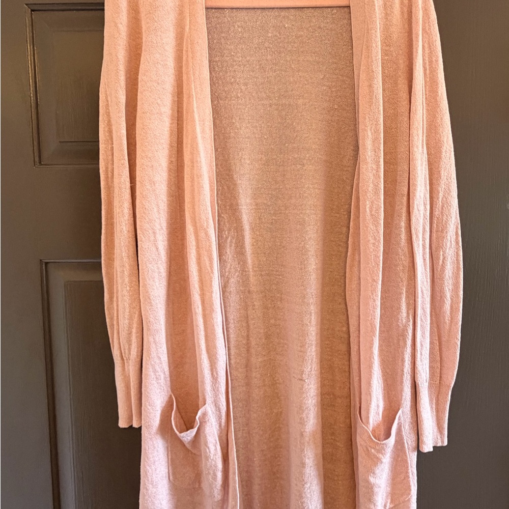 Halogen Blush Pink Open-Front Long Cardigan
